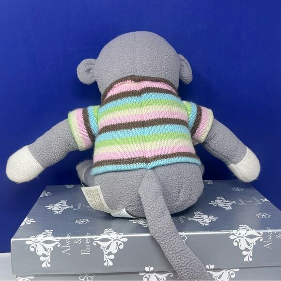 Dan Dee Collector’s Choice 15” Sock Monkey Gray w/ Pastel Sweater - Picture 7 of 9